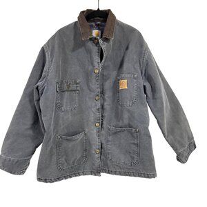 Vintage Carhartt Blanket Lined Chore Barn Gray Jacket Size L C02PTL.